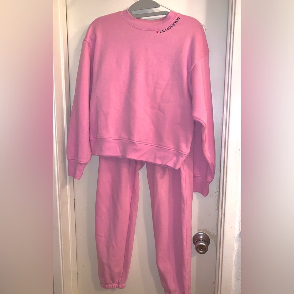 Victoria's Secret Pink Fleece Sweatshirt and pant set New sz small - Picture 2 of 16